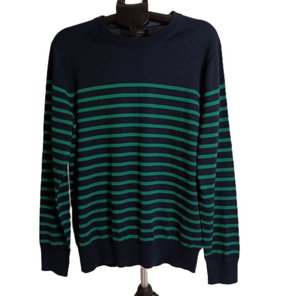 Brooks Brothers Men’s 100% Cotton Green Blue Stripe Sweater Size L EUC - Picture 14 of 15